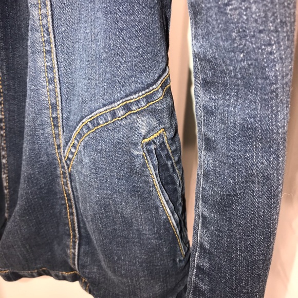 Trendy Stretch Denim Open Blazer, Size M - Picture 4 of 7